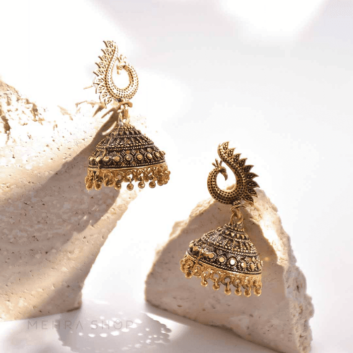 گوشواره هندی جومکا طرح طاووس - 127