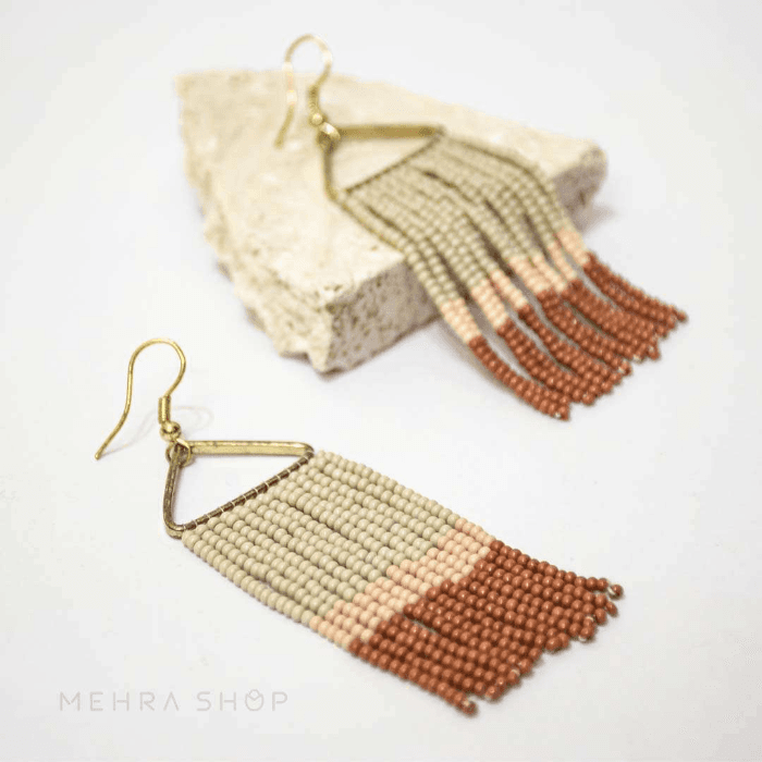 گوشواره هندی آویز مدرن بوهمین - مهره ای - 122