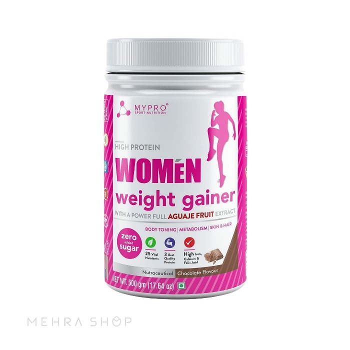 پودر گینر بانوان مای‌پرو اسپورت نوتریشن - مکمل افزایش وزن گیاهی مخصوص خانم‌ها حاوی عصاره میوه آگواهه، ۲۵ ماده مغذی حیاتی و بدون شکر افزوده