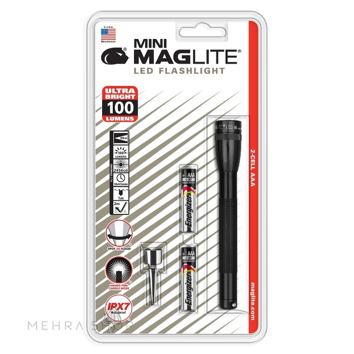 چراغ قوه مینی مگلایت 100 لومن ضد آب | Mini Maglite LED AAA Flashlight